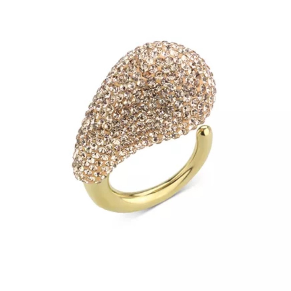 Aqua Gold and Crystal Statement Ring